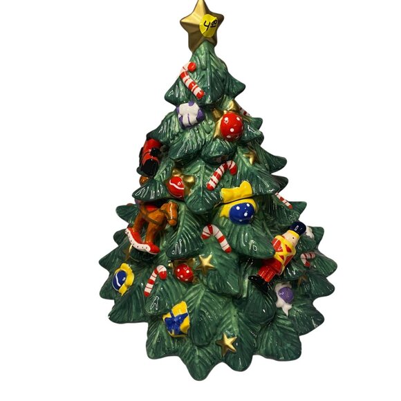 St. Nicholas Square Snowball Buddies Ceramic Christmas Tree Cookie Jar With Lid - Picture 1 of 13